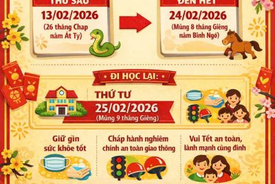 Thông báo lịch nghỉ Tết Nguyên Đán 2026